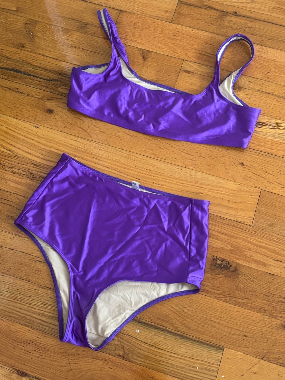 Los Angeles Apparel Purple High-Waist Bikini Set